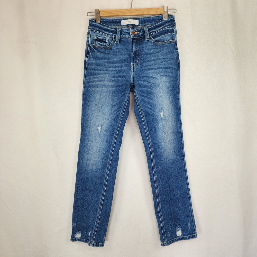 Kancun Estilo Jean Size 25 Med Wash Distressed Straight Leg